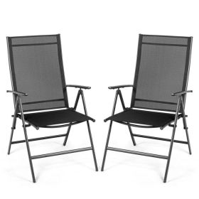 Set of 2 Adjustable Portable Patio Folding Dining Chair Recliners