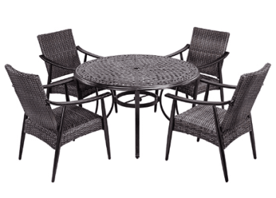 [Dropshipping] Outdoor 5 Piece Wicker Dining Set Patio Furniture