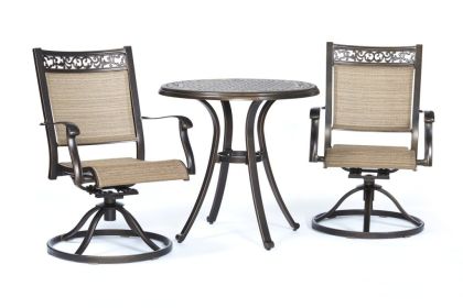 3 Piece Aluminum Dining Table Swivel Rocker Chairs Outdoor Patio Furniture