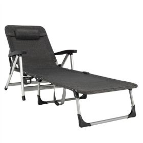 Beach Folding Chaise Lounge Recliner with 7 Adjustable Positions