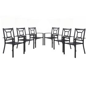 MEOOEM Outdoor Metal Dining Chairs Set of 6 Patio Metal Steel Chair for for Garden, Backyard, Living Room, Black