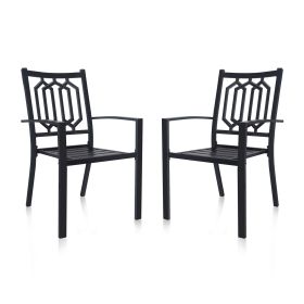 Chairs Set of 2 Outdoor Metal Stackable