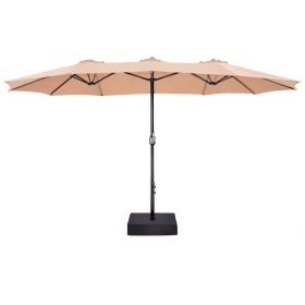 MEOOEM Patio Umbrella with Base 15ft Outdoor Market Double-Sided Extra Large Umbrella with Crank