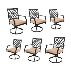 MEOOEM Outdoor Swivel Chairs Set of 6 Patio Metal Dining Rocker Chair with Cushion Suports 300lbs for Garden Backyard