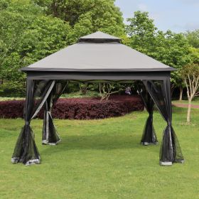 Outdoor 11x 11Ft Pop Up Gazebo Canopy With Removable Zipper Netting,2-Tier Soft Top Event Tent,Suitable For Patio Backyard Garden Camping Area