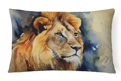 NEW Watercolor Wildlife Throw Pillow Throw Pillow for Indoor Couch Bed Outdoor Patio Washable, Lion 2954,12Hx16W