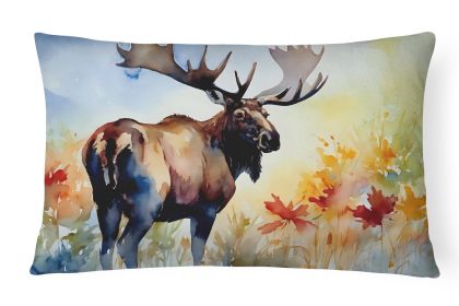 NEW Watercolor Wildlife Throw Pillow Throw Pillow for Indoor Couch Bed Outdoor Patio Washable, Moose 2962,12Hx16W