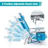 63*65*82cm Short Oxford Cloth Silver White Aluminum Tube Bearing 100kg Beach Chair Blue