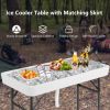 4 Feet Plastic Party Ice Folding Table with Matching Skirt