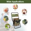 Foldable Fishing Chair With Backrest Built-In Cooler Bag Portable Handle Outdoor Lightweight Fishing Stool For Camping Hiking Hunting