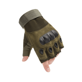 Tactical Military Fingerless Airsoft Gloves for Outdoor Sports, Paintball, and Motorcycling (Color: Green, size: large)