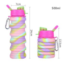 500ml Creative Silicone Folding Water Cup Outdoor Sports Ride Fitness Portable Kettle Camouflage Gift Cup Free Delivery Items (Capacity: 0.5L, Color: 01)