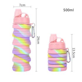 500ml Creative Silicone Folding Water Cup Outdoor Sports Ride Fitness Portable Kettle Camouflage Gift Cup Free Delivery Items (Capacity: 0.5L, Color: 02)