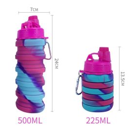 500ml Creative Silicone Folding Water Cup Outdoor Sports Ride Fitness Portable Kettle Camouflage Gift Cup Free Delivery Items (Capacity: 0.5L, Color: 04)