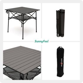 SUNNYFEEL Outdoor Folding Table | Lightweight Compact Aluminum Camping Table (Color: Brown)