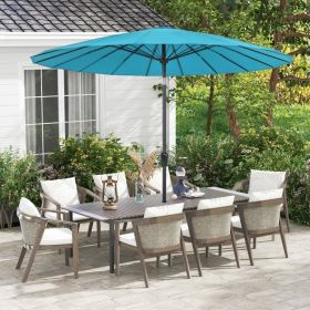 9 Feet Round Patio Umbrella with 18 Fiberglass Ribs (Color: turquoise)