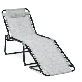 Foldable Recline Lounge Chair (Color: Gray)