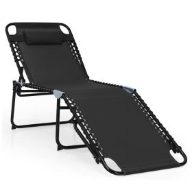 Foldable Recline Lounge Chair (Color: Black)