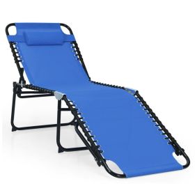 Foldable Recline Lounge Chair (Color: Blue)