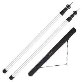 2Pcs Telescoping Tarp Poles Portable Aluminum Awning Poles 3ft to 7.5ft Adjustable Telescopic Tarp Tent Rods (Color: Black)